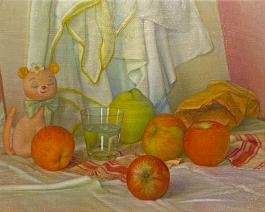MAHMUT CÛDA - STILL LIFE WITH CAT AND APPLE